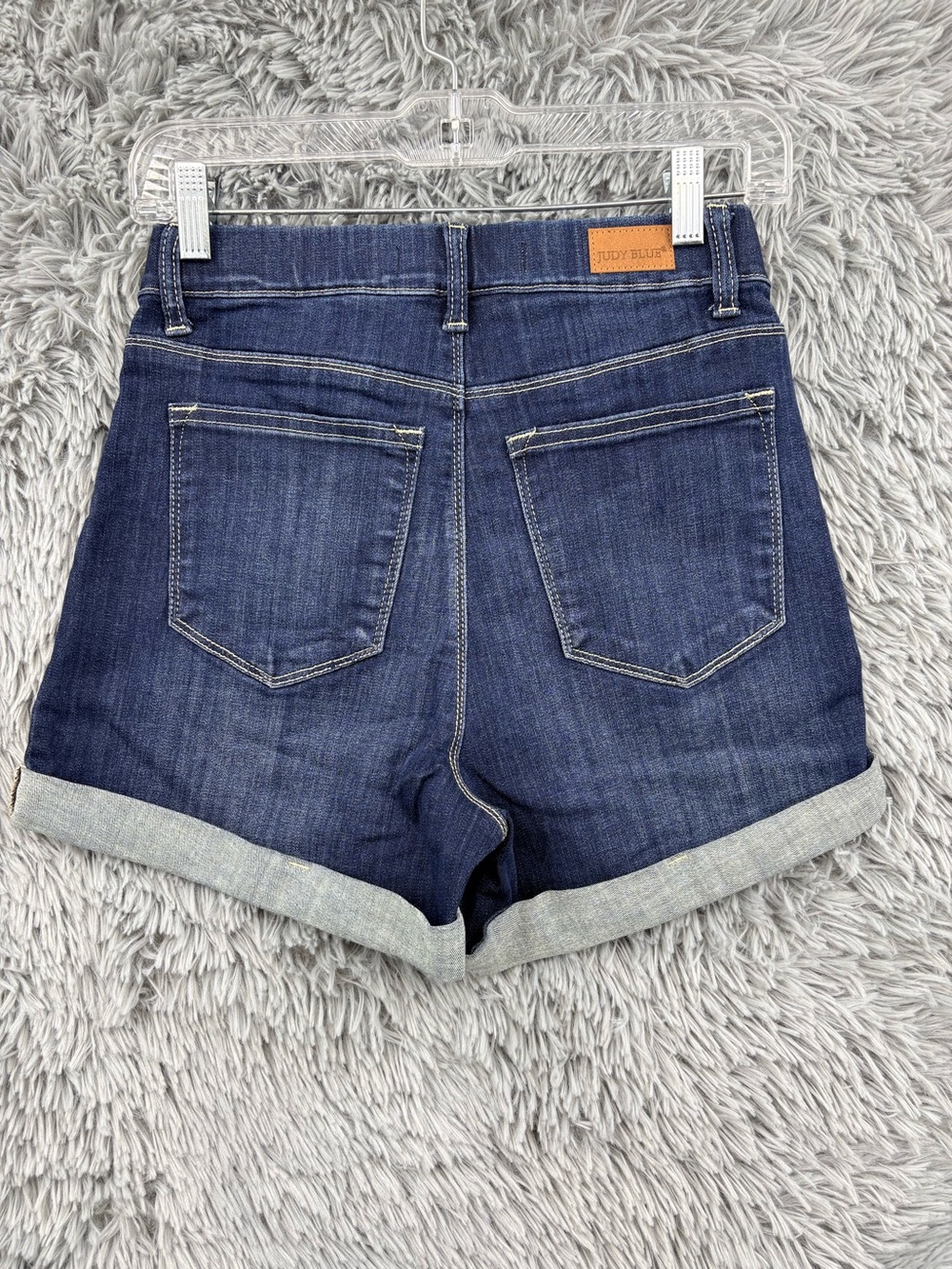 Judy Blue Shorts Womens Medium Pull On High Rise Cuffed Hem Stretch Dark Wash